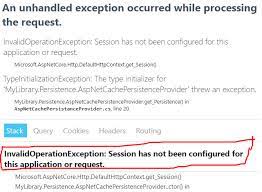 حل مشكلة Session has not been configured in mvc core